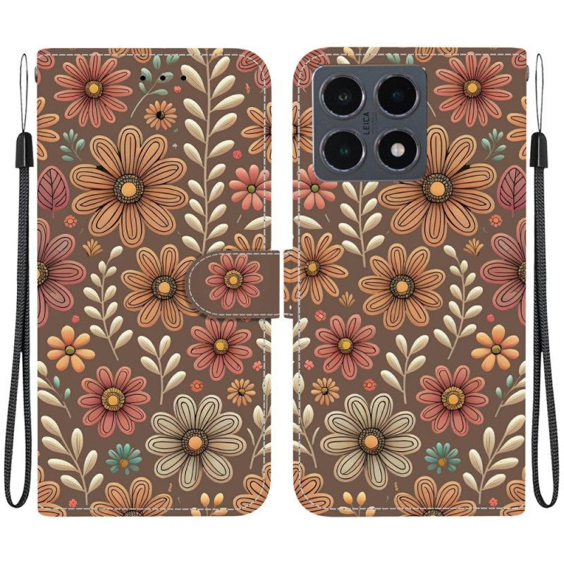 Flip Cover Xiaomi 15t Brune Blomster