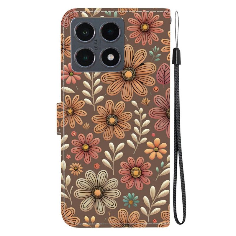 Flip Cover Xiaomi 15t Brune Blomster