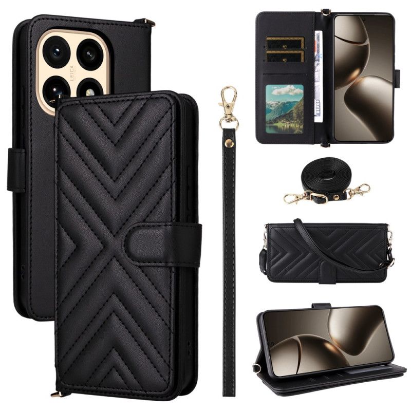 Flip Cover Xiaomi 15t Quiltet Med Skulderrem Og Håndledsrem