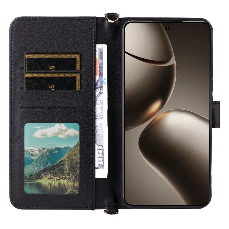 Flip Cover Xiaomi 15t Quiltet Med Skulderrem Og Håndledsrem