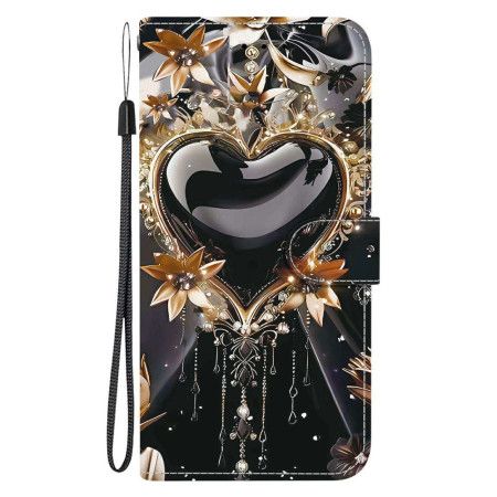 Flip Cover Xiaomi 15t Sort Og Guldhjerte