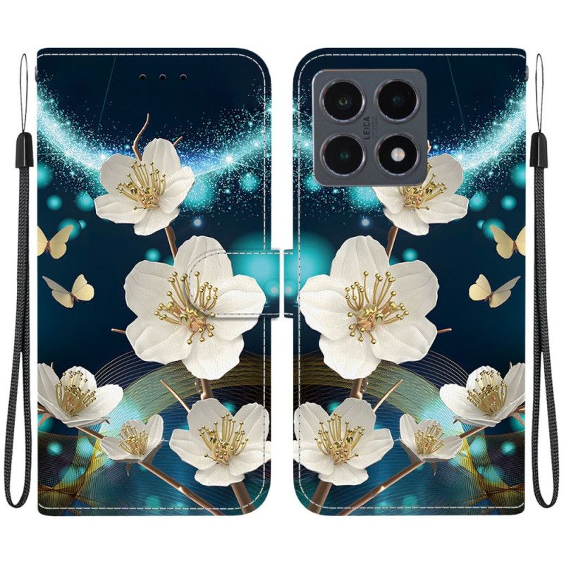 Læder Cover Xiaomi 15t Hvide Magnolier