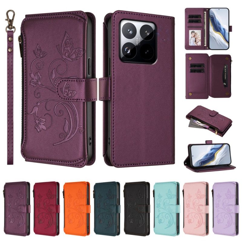 Læder Cover Xiaomi 15t Telefon Etui 6 Rfid-kortholdere Og Snor