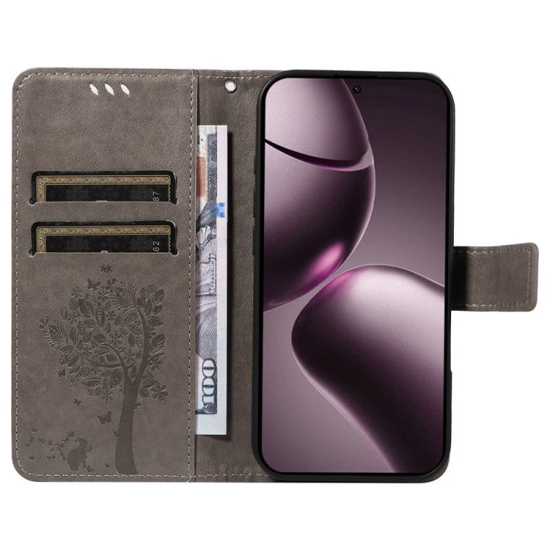 Læder Cover Xiaomi 15t Telefon Etui Kat Og Træ