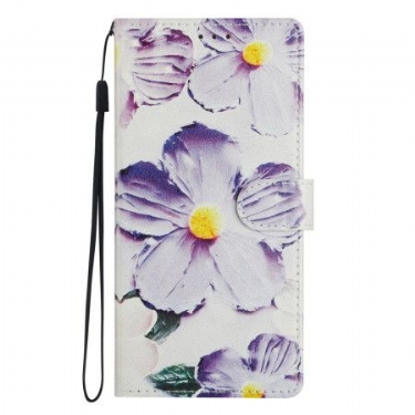Læder Cover Xiaomi 15t Telefon Etui Lilla Blomster
