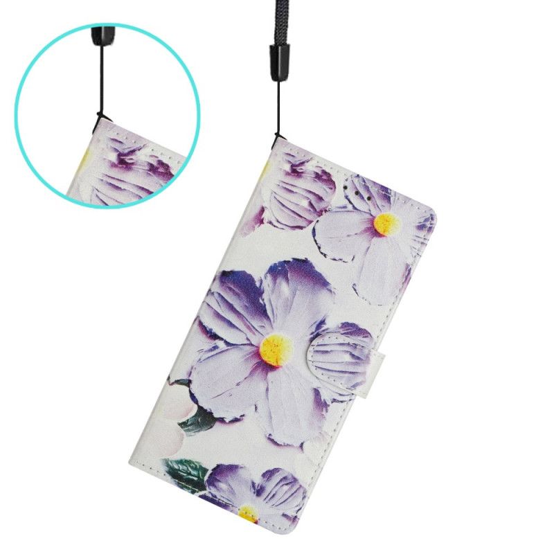 Læder Cover Xiaomi 15t Telefon Etui Lilla Blomster