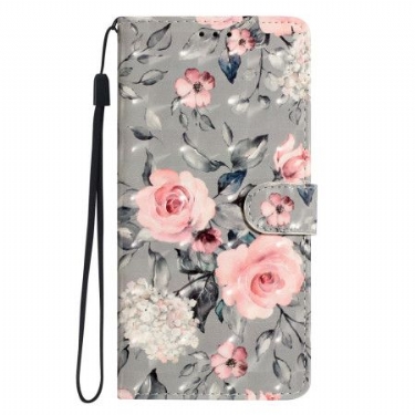 Læder Cover Xiaomi 15t Telefon Etui Lyserøde Blomster