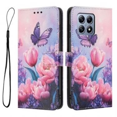 Læder Cover Xiaomi 15t Telefon Etui Lyserøde Tulipaner
