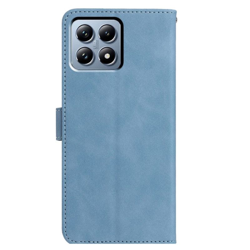 Læder Cover Xiaomi 15t Telefon Etui Sommerfugle- Og Blomsterprint