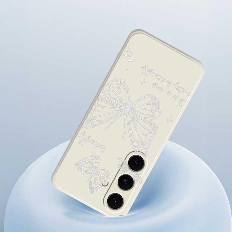 Cover Samsung Galaxy S25 Fe Hvid Sommerfuglesilikone