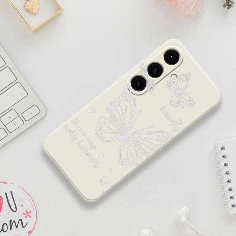 Cover Samsung Galaxy S25 Fe Hvid Sommerfuglesilikone