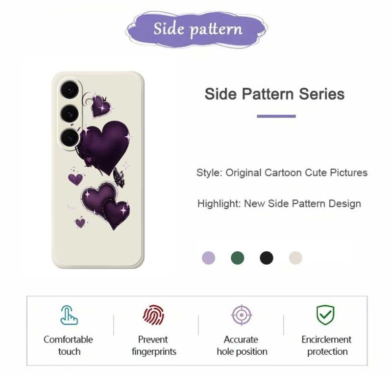 Cover Samsung Galaxy S25 Fe Lilla Hjertesilikone