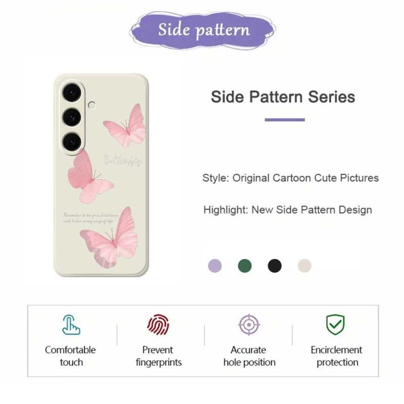 Cover Samsung Galaxy S25 Fe Lyserød Sommerfuglesilikone