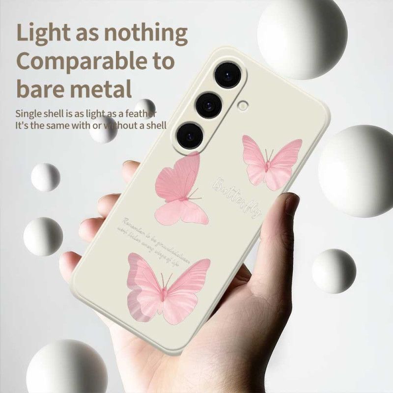 Cover Samsung Galaxy S25 Fe Lyserød Sommerfuglesilikone