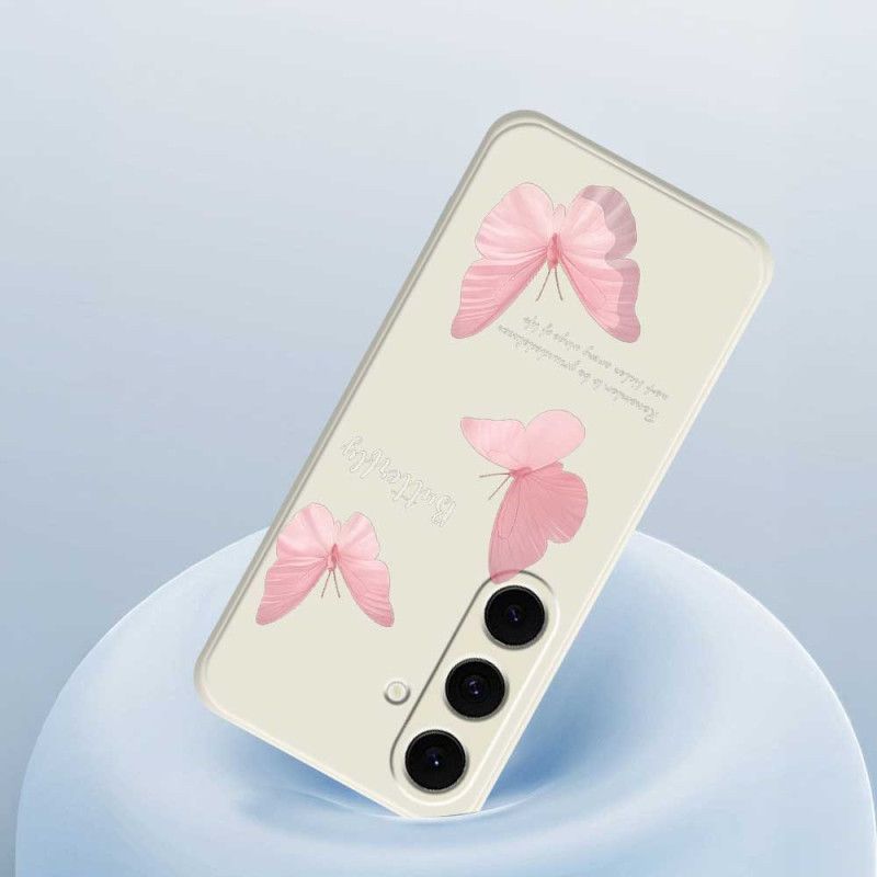 Cover Samsung Galaxy S25 Fe Lyserød Sommerfuglesilikone