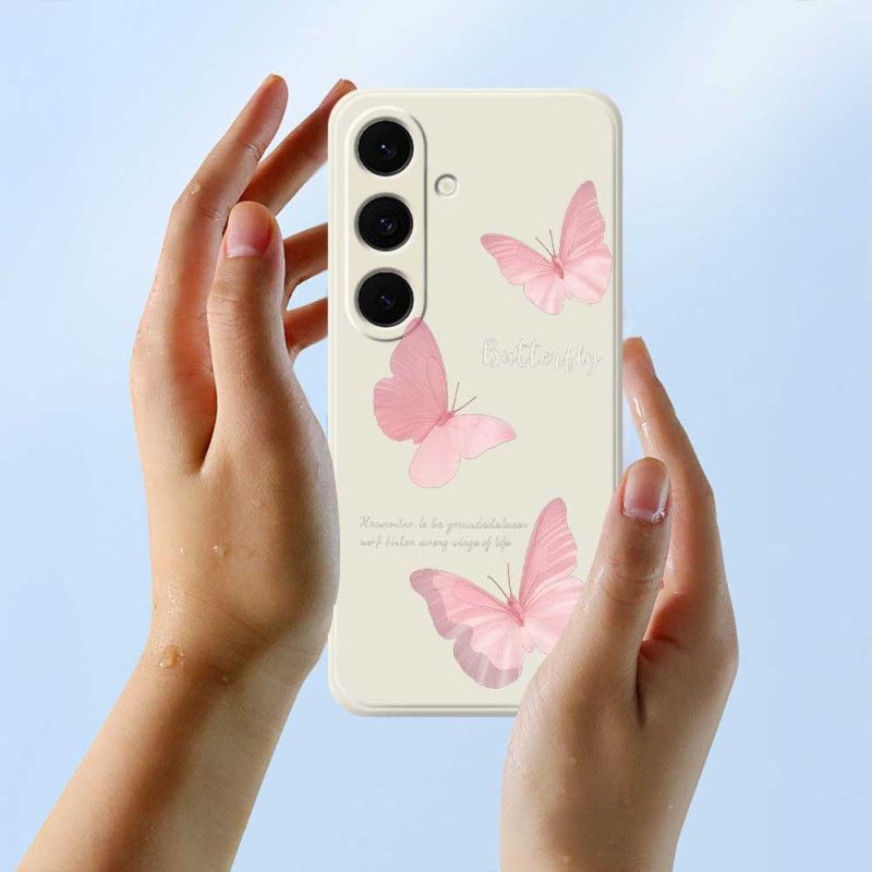 Cover Samsung Galaxy S25 Fe Lyserød Sommerfuglesilikone