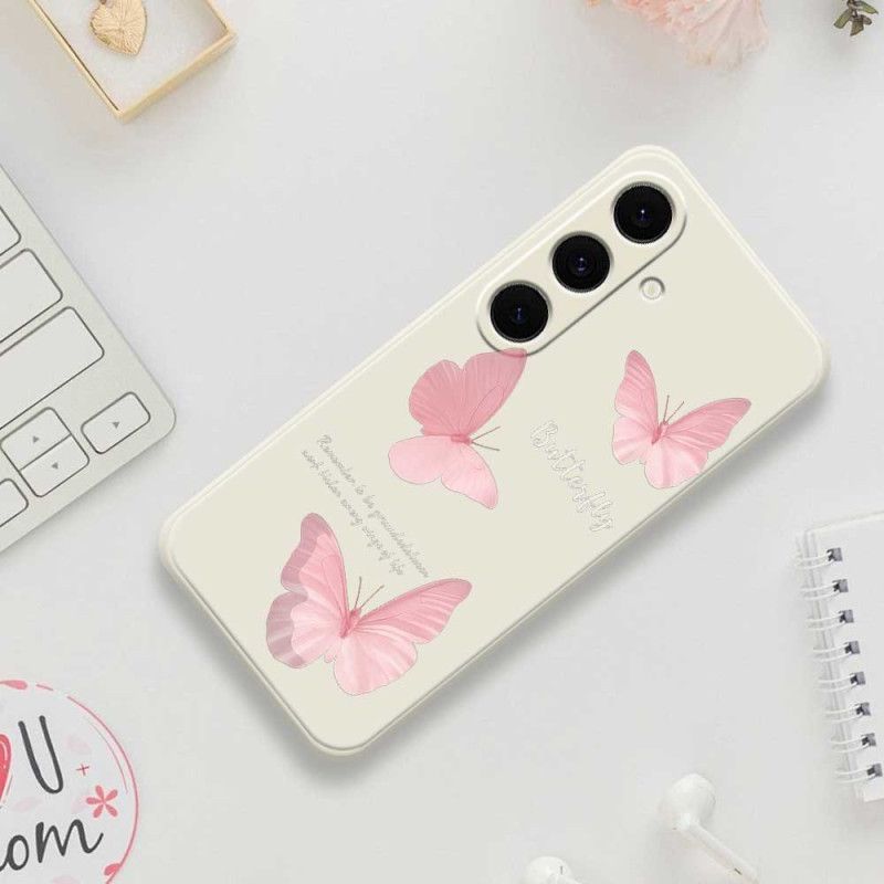 Cover Samsung Galaxy S25 Fe Lyserød Sommerfuglesilikone