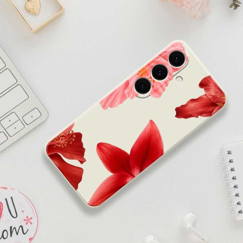 Cover Samsung Galaxy S25 Fe Rød Blomstersilikone