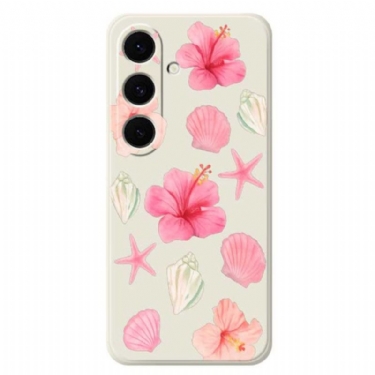 Cover Samsung Galaxy S25 Fe Telefon Etui Blomst- Og Skalsilikone