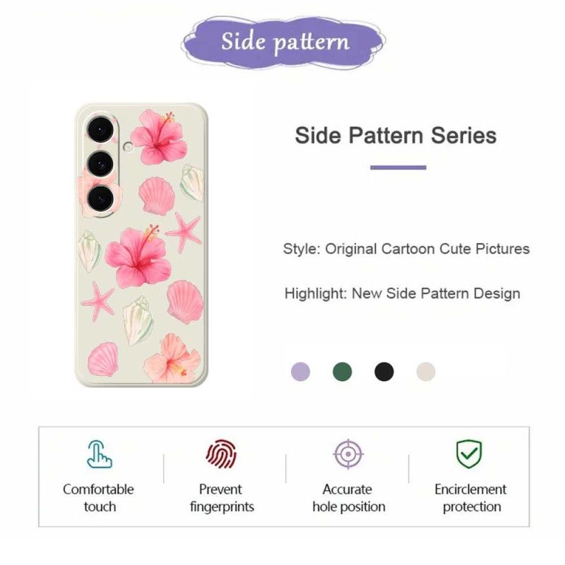 Cover Samsung Galaxy S25 Fe Telefon Etui Blomst- Og Skalsilikone