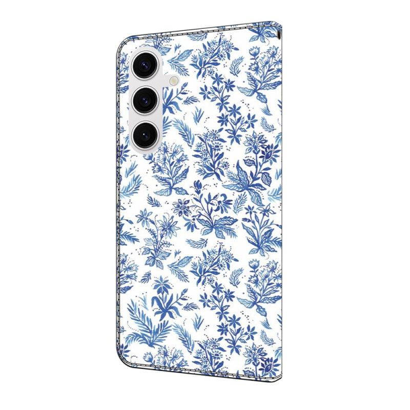 Flip Cover Samsung Galaxy S25 Fe Blå Blomster