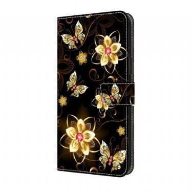 Flip Cover Samsung Galaxy S25 Fe Gyldne Blomster Og Sommerfugle