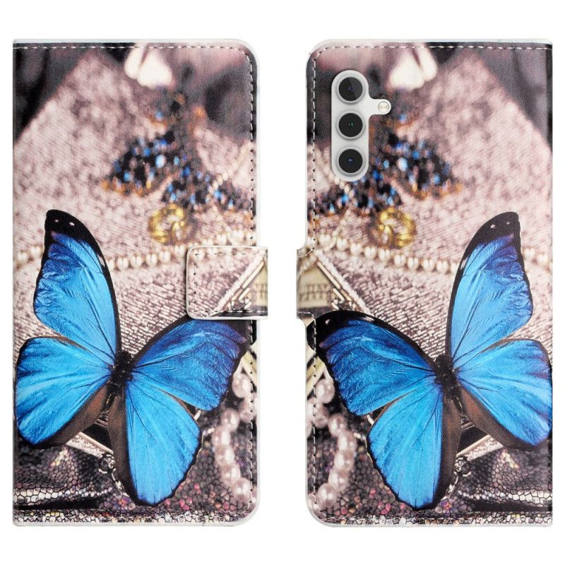 Flip Cover Samsung Galaxy S25 Fe Klassisk Blå Sommerfugl