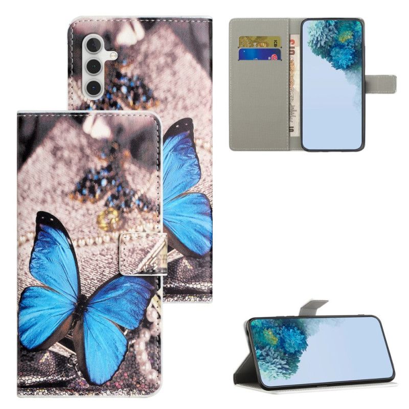 Flip Cover Samsung Galaxy S25 Fe Klassisk Blå Sommerfugl