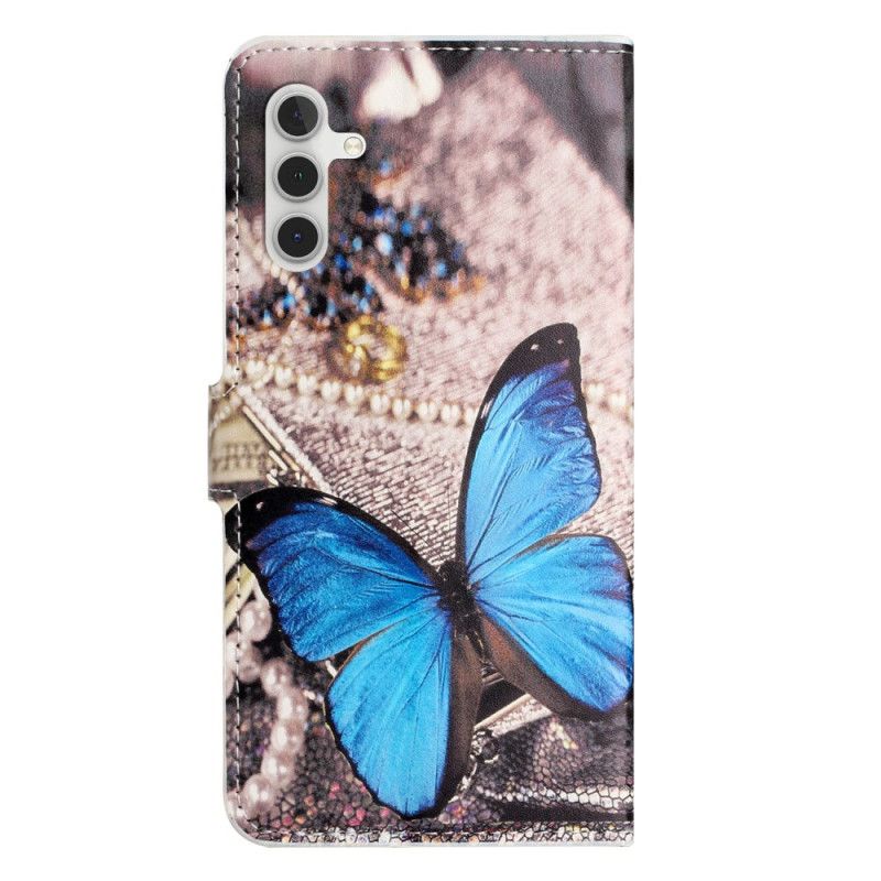 Flip Cover Samsung Galaxy S25 Fe Klassisk Blå Sommerfugl