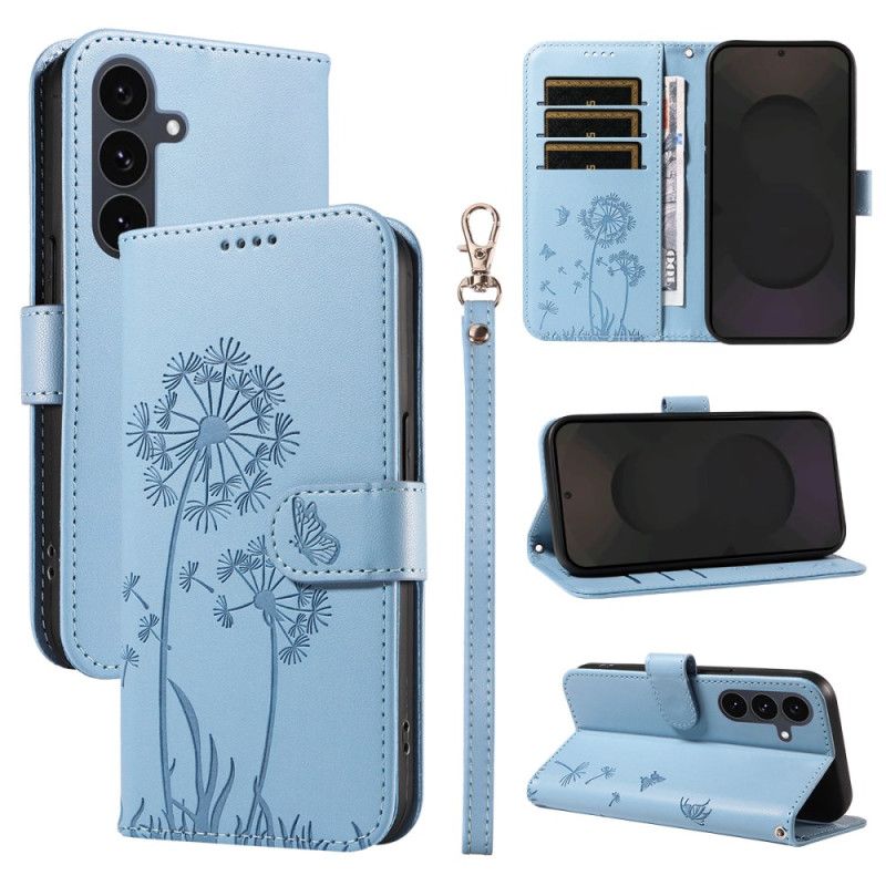 Flip Cover Samsung Galaxy S25 Fe Mælkebøttemønster Med Rem