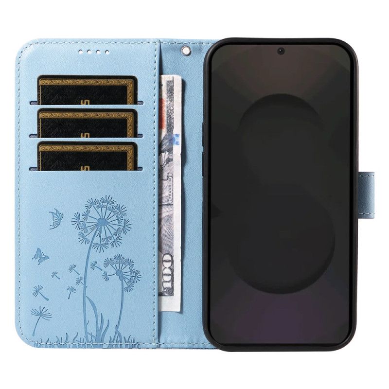 Flip Cover Samsung Galaxy S25 Fe Mælkebøttemønster Med Rem