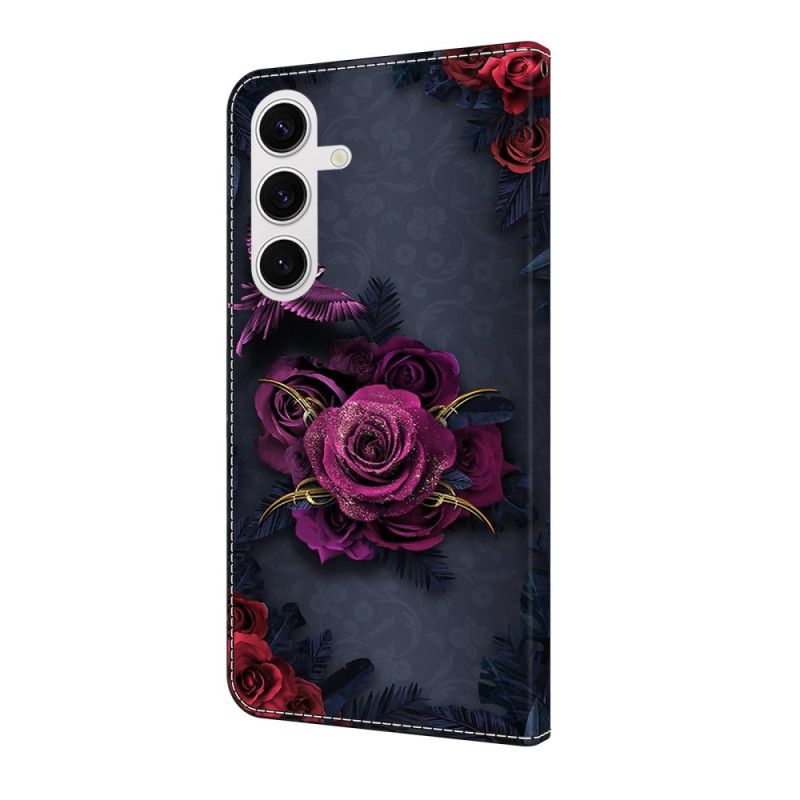 Flip Cover Samsung Galaxy S25 Fe Mørke Roser