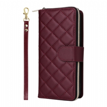 Flip Cover Til Samsung Galaxy S25 Fe Quiltet Med Rem Og Skulderrem