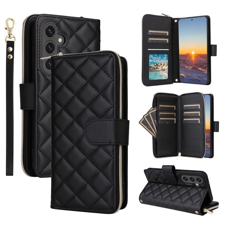 Flip Cover Til Samsung Galaxy S25 Fe Quiltet Med Rem Og Skulderrem