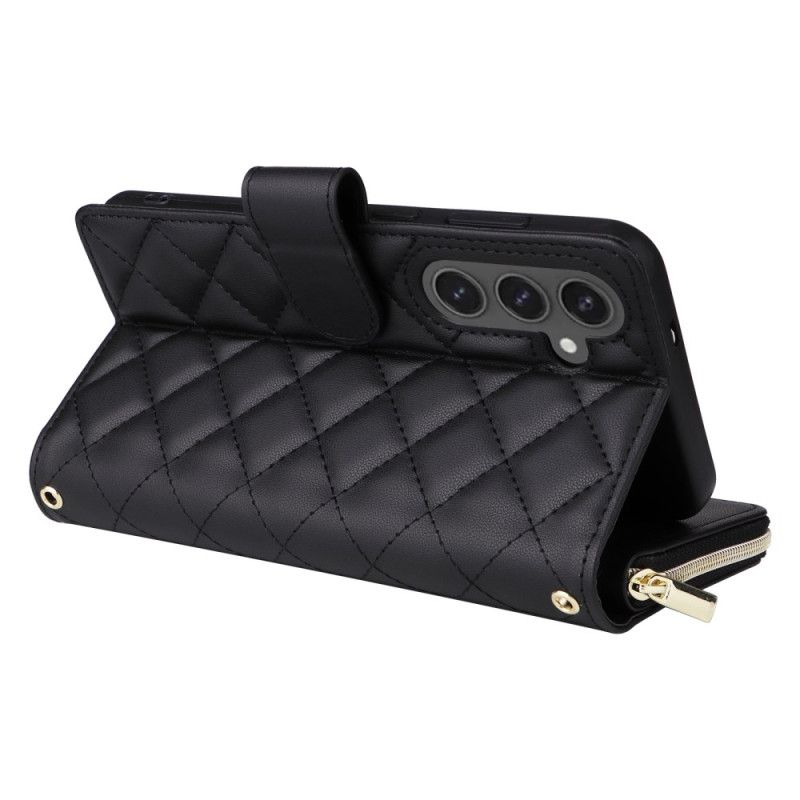 Flip Cover Til Samsung Galaxy S25 Fe Quiltet Med Rem Og Skulderrem