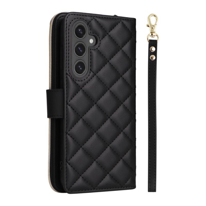 Flip Cover Til Samsung Galaxy S25 Fe Quiltet Med Rem Og Skulderrem