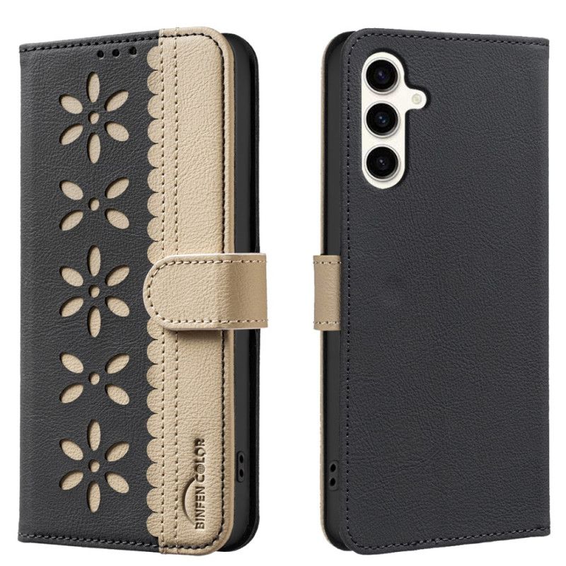 Læder Cover Samsung Galaxy S25 Fe Blomsterprint Binfen Farve