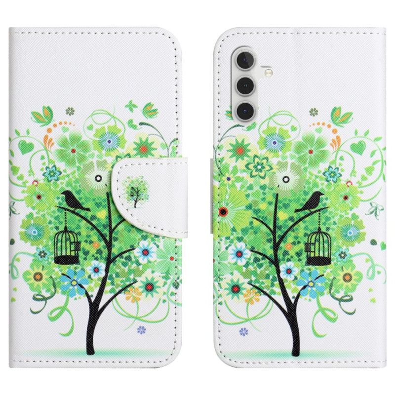 Læder Cover Samsung Galaxy S25 Fe Grønt Træ