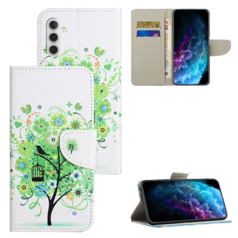 Læder Cover Samsung Galaxy S25 Fe Grønt Træ