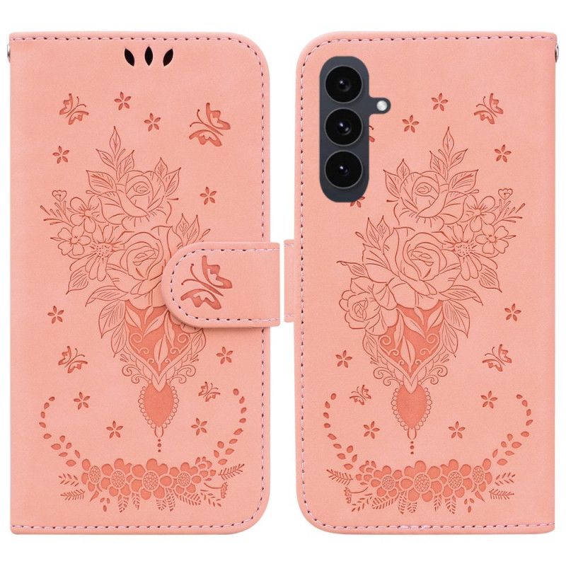 Læder Cover Samsung Galaxy S25 Fe Rosenprint