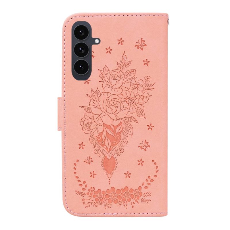 Læder Cover Samsung Galaxy S25 Fe Rosenprint
