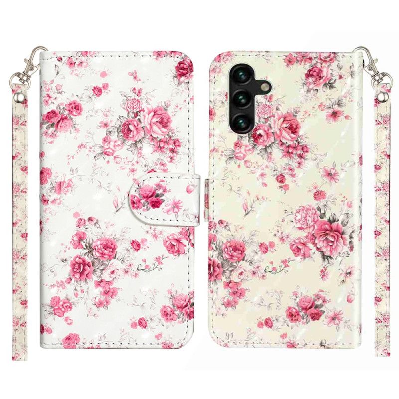 Læder Cover Samsung Galaxy S25 Fe Roser Med Snor