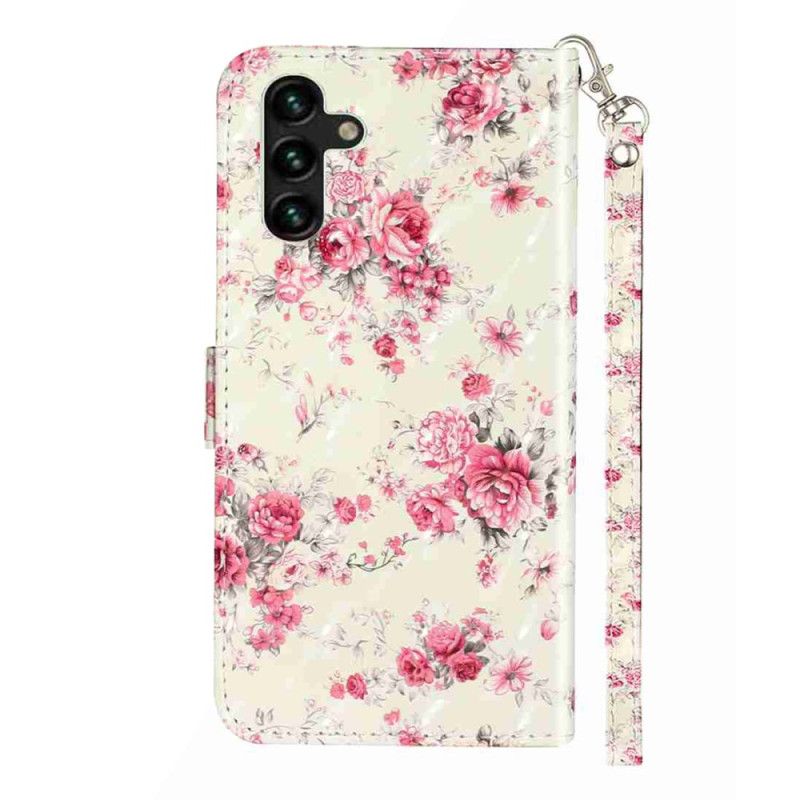 Læder Cover Samsung Galaxy S25 Fe Roser Med Snor