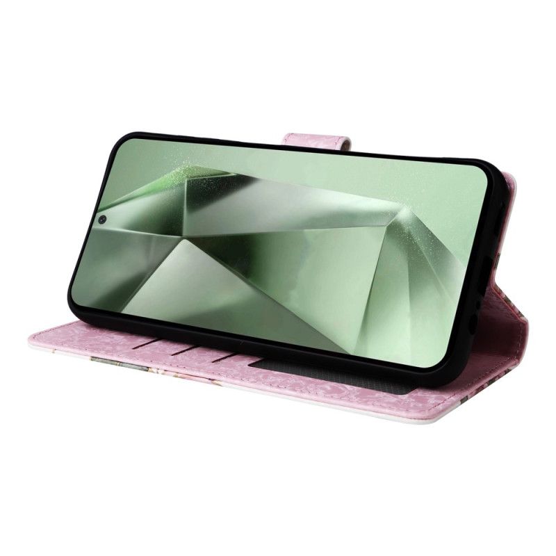 Læder Cover Samsung Galaxy S25 Fe Telefon Etui Blomsterprint