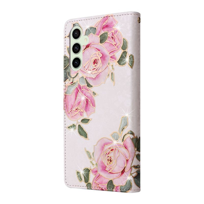 Læder Cover Samsung Galaxy S25 Fe Telefon Etui Blomsterprint