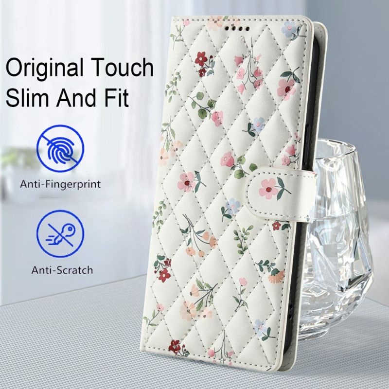 Læder Cover Samsung Galaxy S25 Fe Telefon Etui Blomstersnor