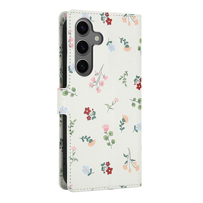 Læder Cover Samsung Galaxy S25 Fe Telefon Etui Blomstersnor