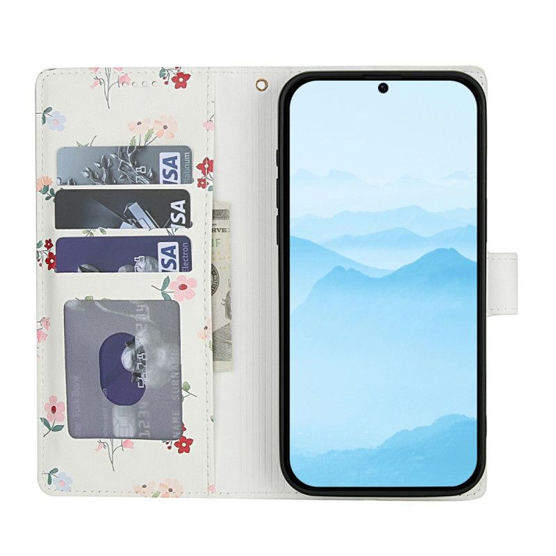 Læder Cover Samsung Galaxy S25 Fe Telefon Etui Blomstersnor