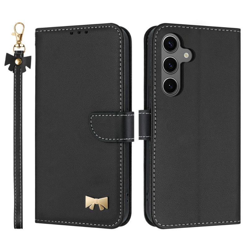 Læder Cover Samsung Galaxy S25 Fe Telefon Etui Dekorativ Sløjfe