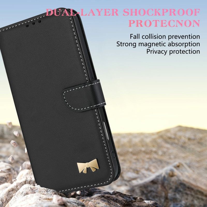 Læder Cover Samsung Galaxy S25 Fe Telefon Etui Dekorativ Sløjfe